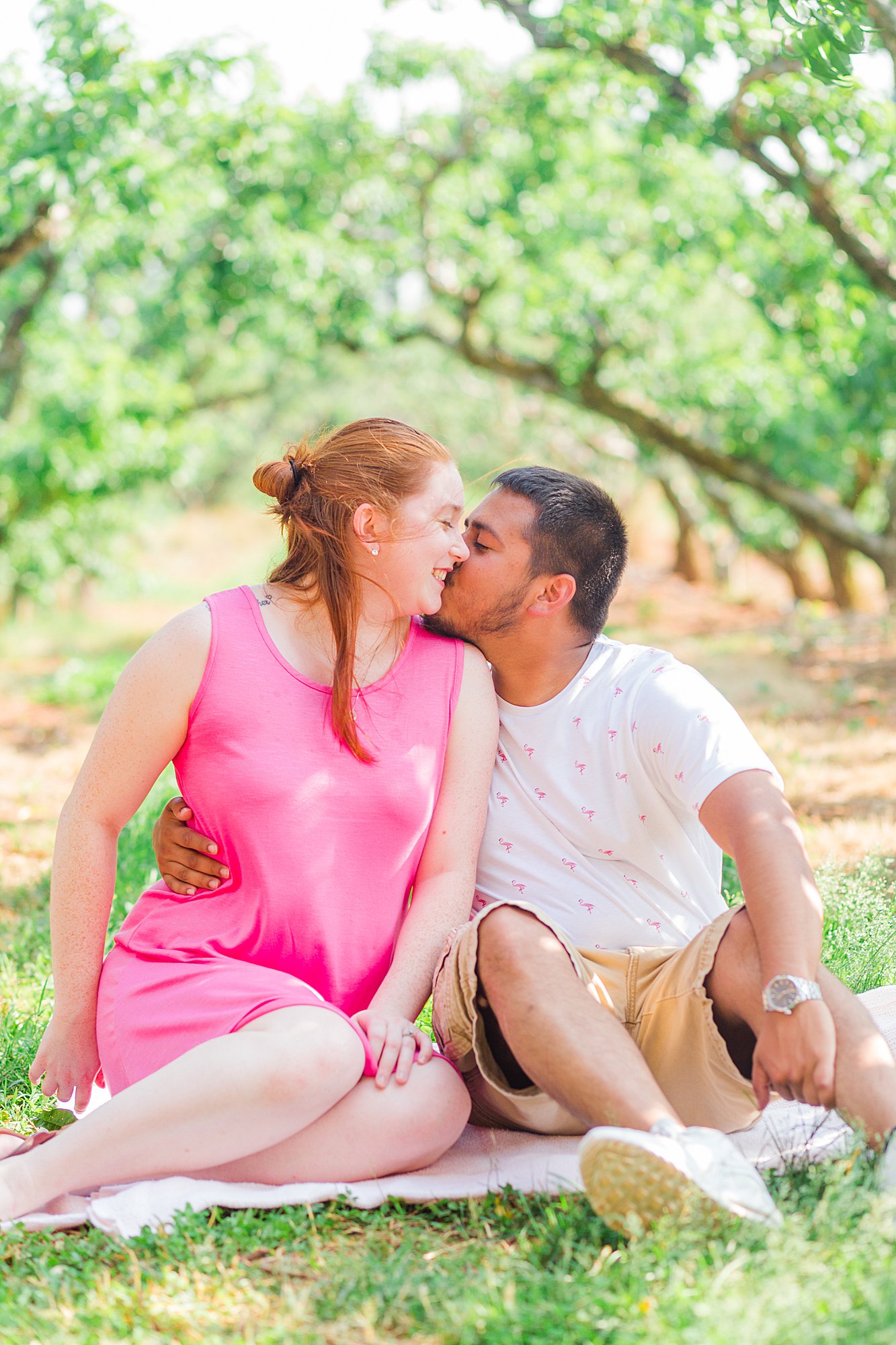 Chiles Orchard engagement session with couple.
