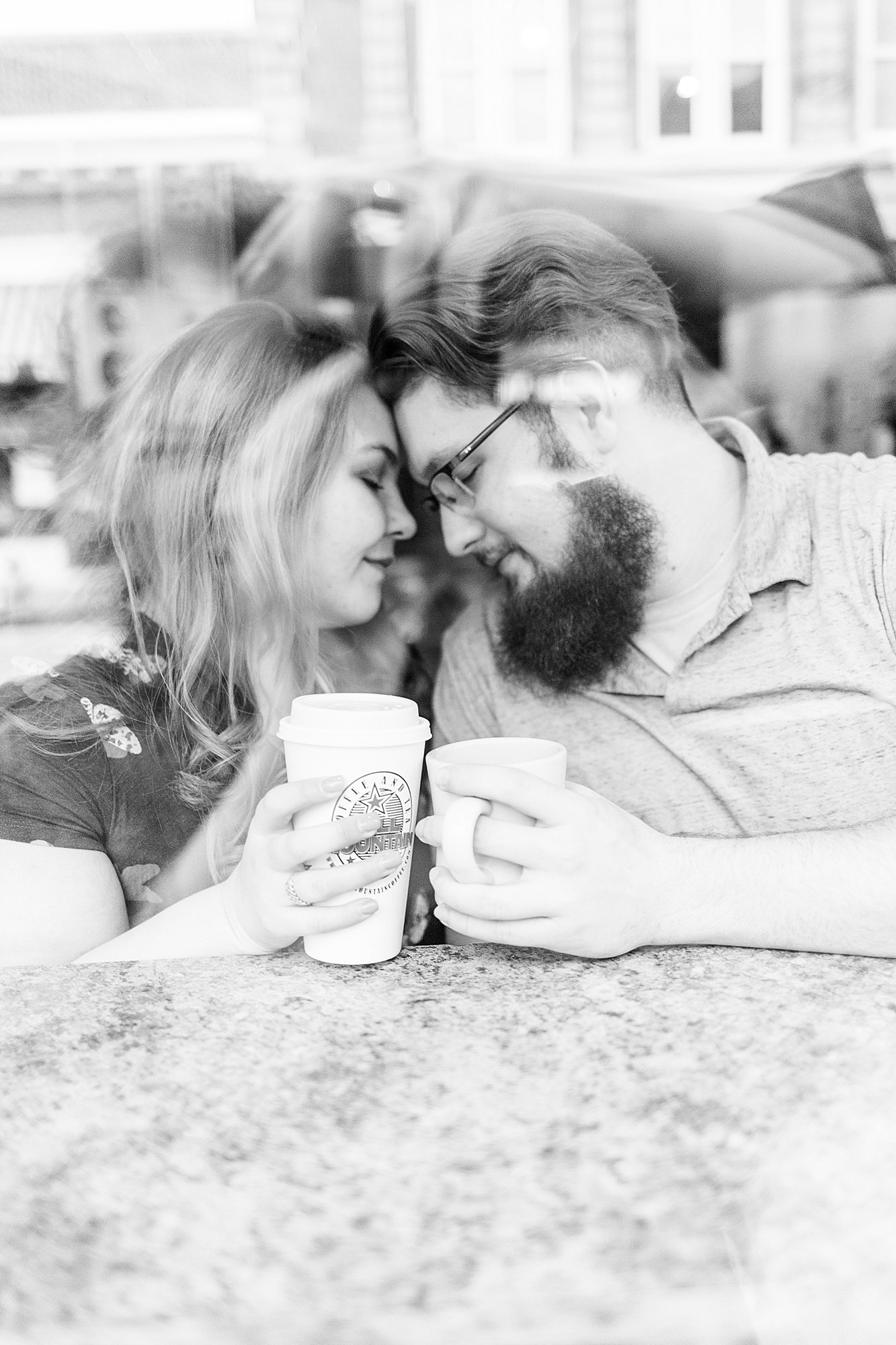 Engagement session in Mill Mountain Coffee and Tea.