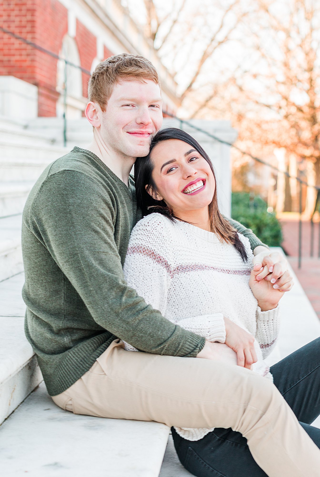 Engagement photos at University of Virginia. 