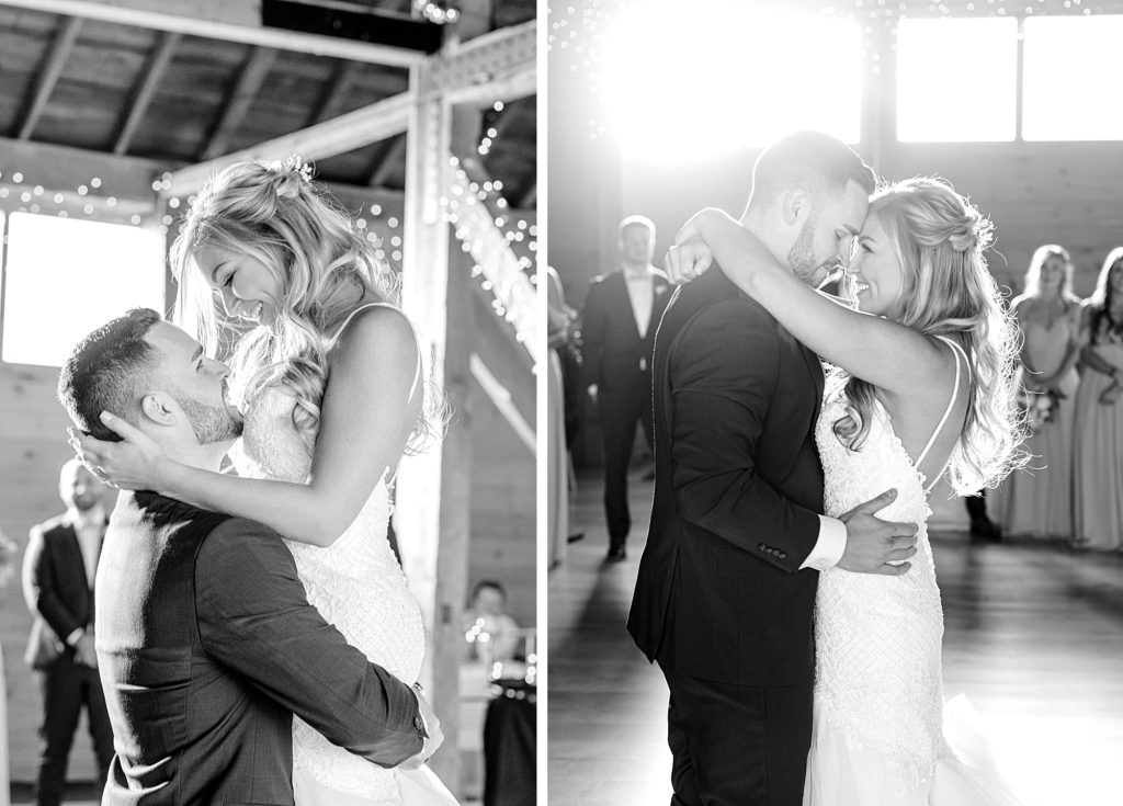 Photos of bride and groom first dance.