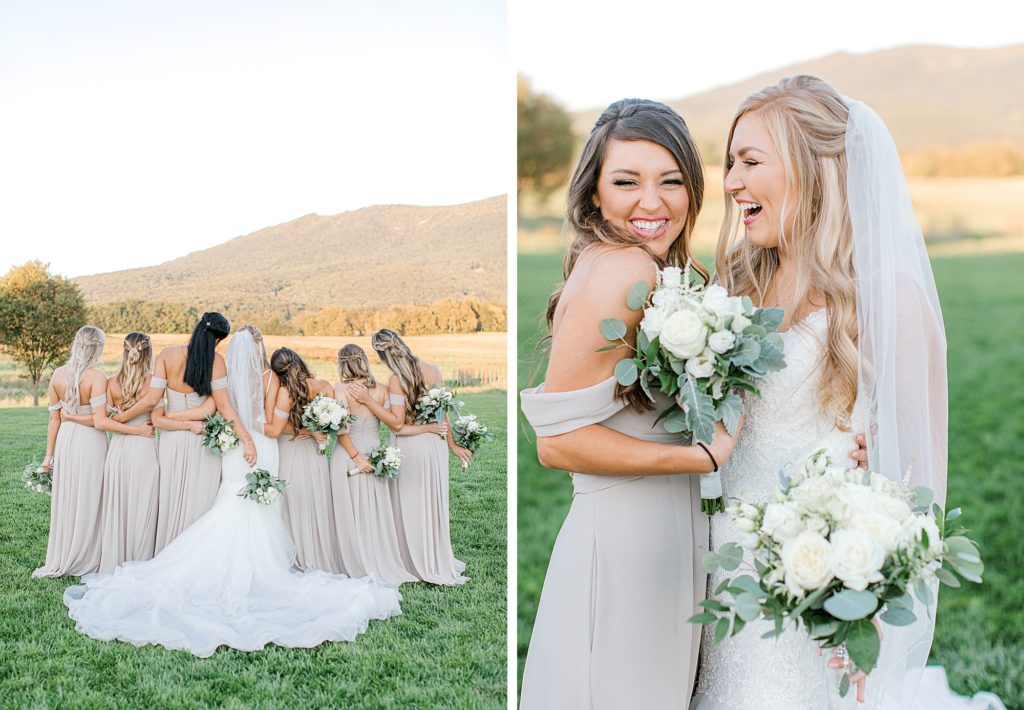 Candids of bride and bridesmaids.