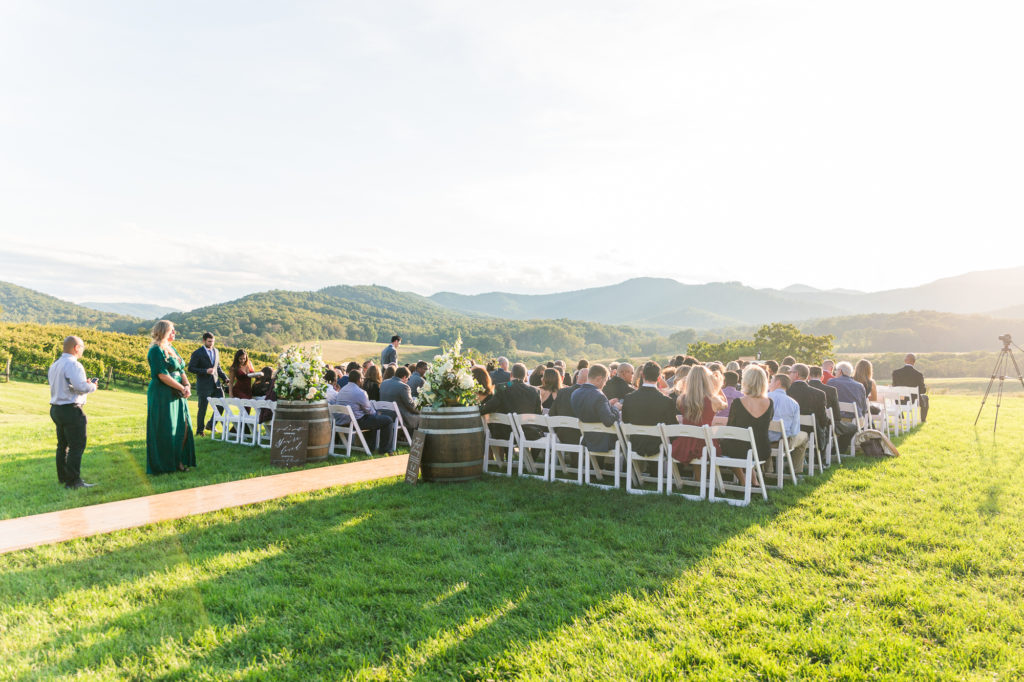 Ceremony at Pippin Hill during sunset taken by Charlottesville wedding photogapher.