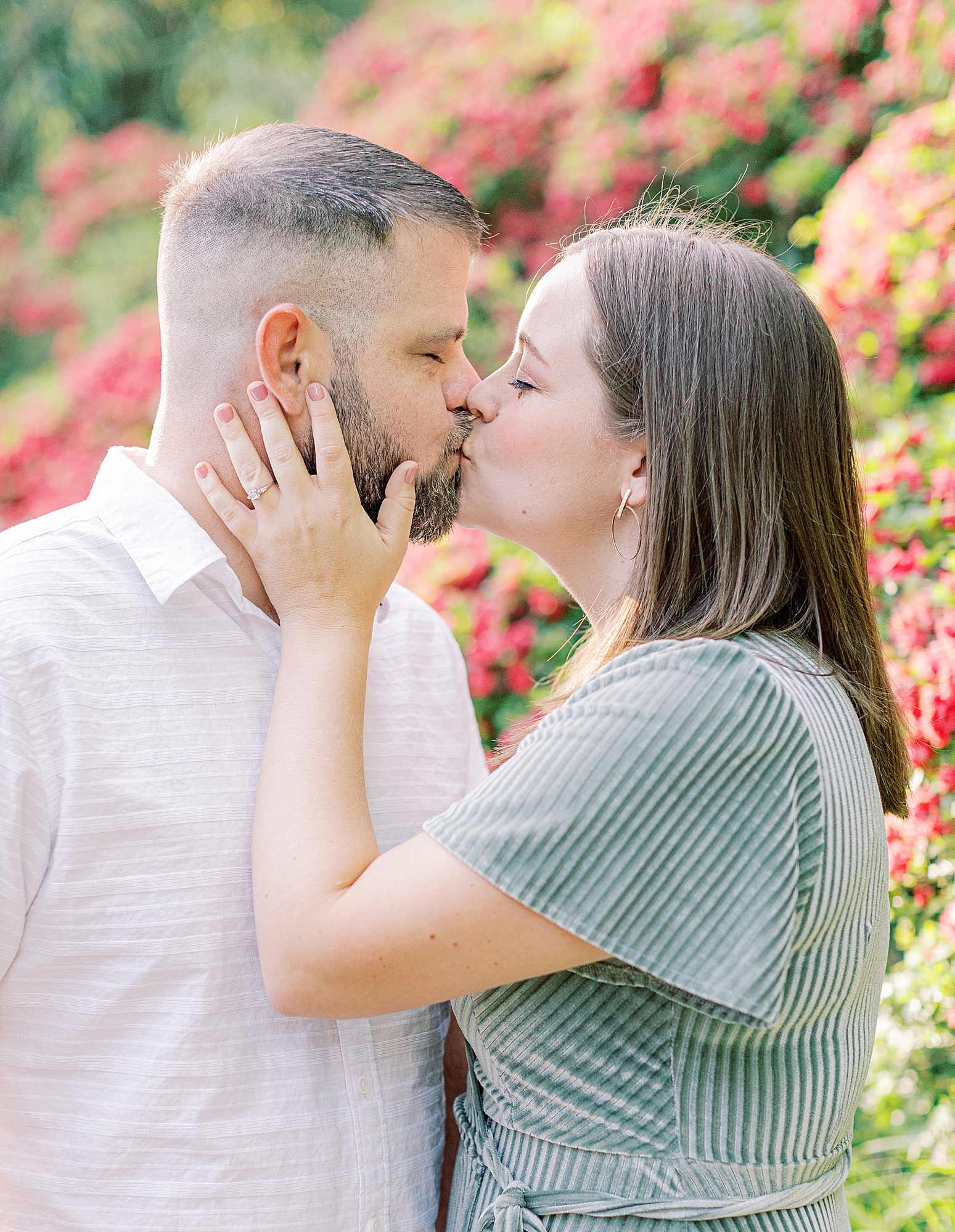 Engagement portraits of couple in Japanese Garden at Maymont Park by Ashley Eagleson Photography.