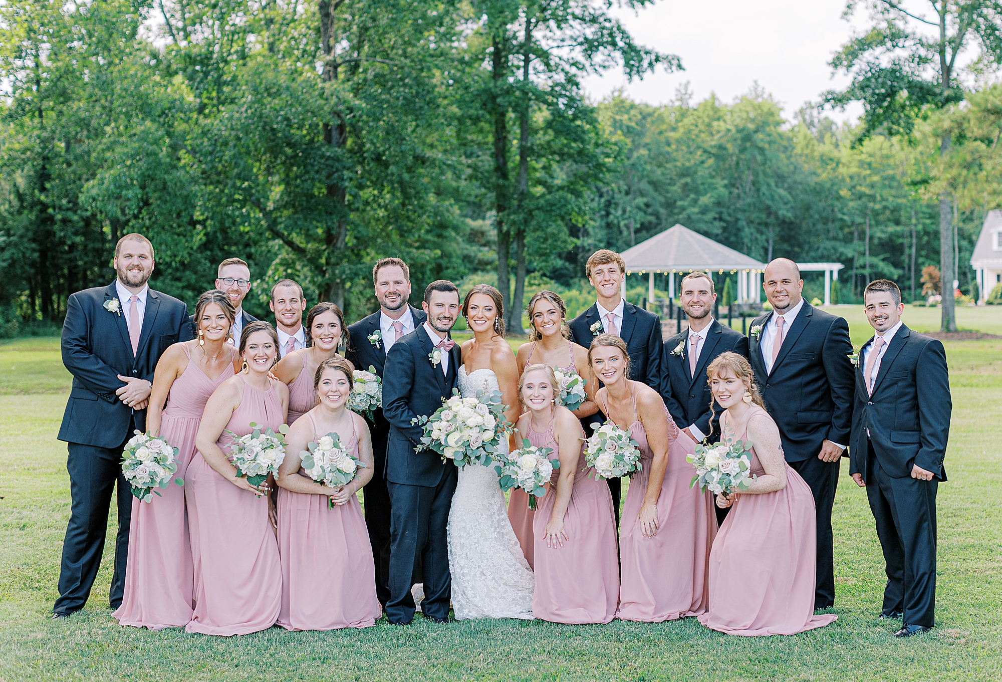 Group photo of bridal party in Richmond, Virginia.