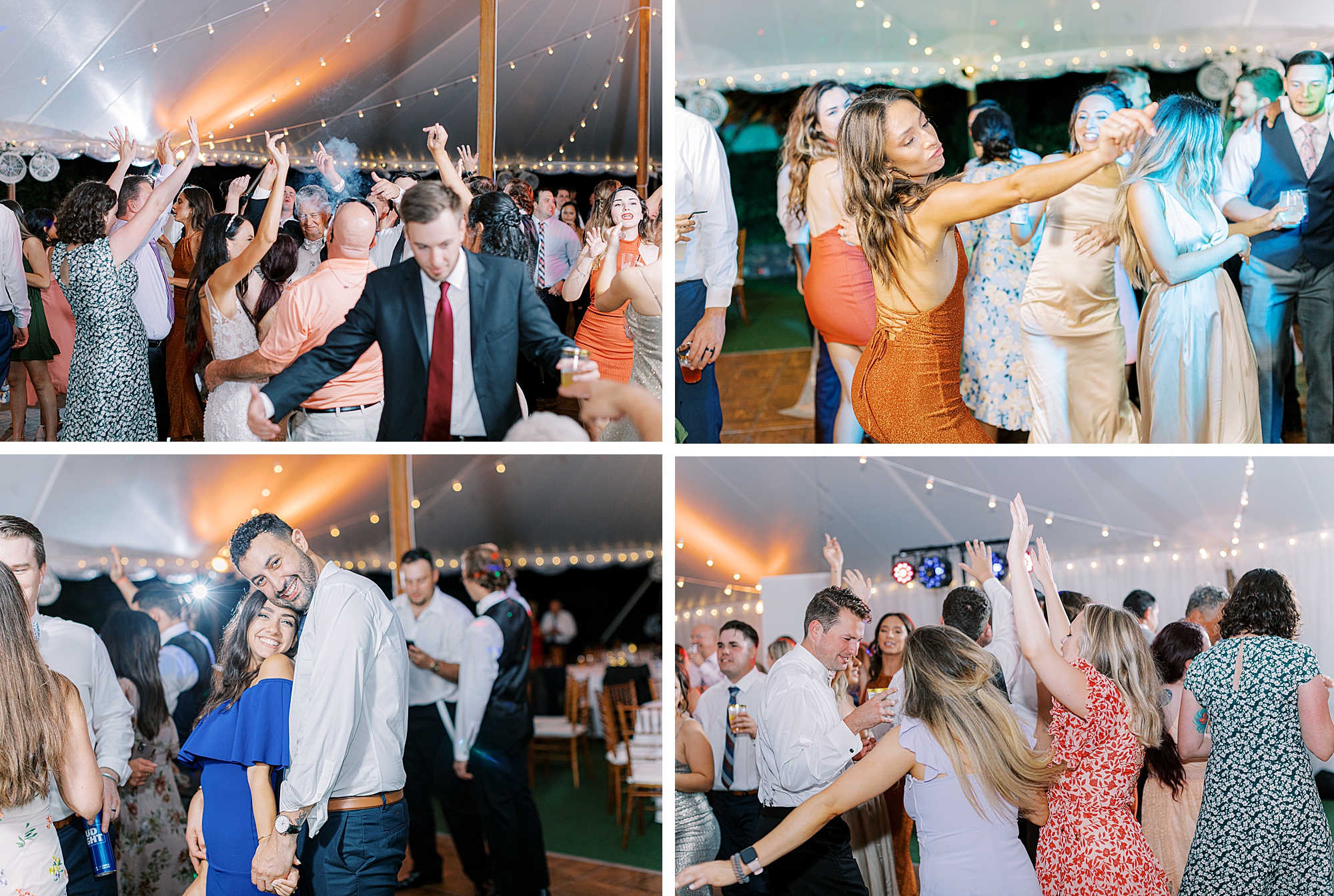 Dancing reception photos under tent.