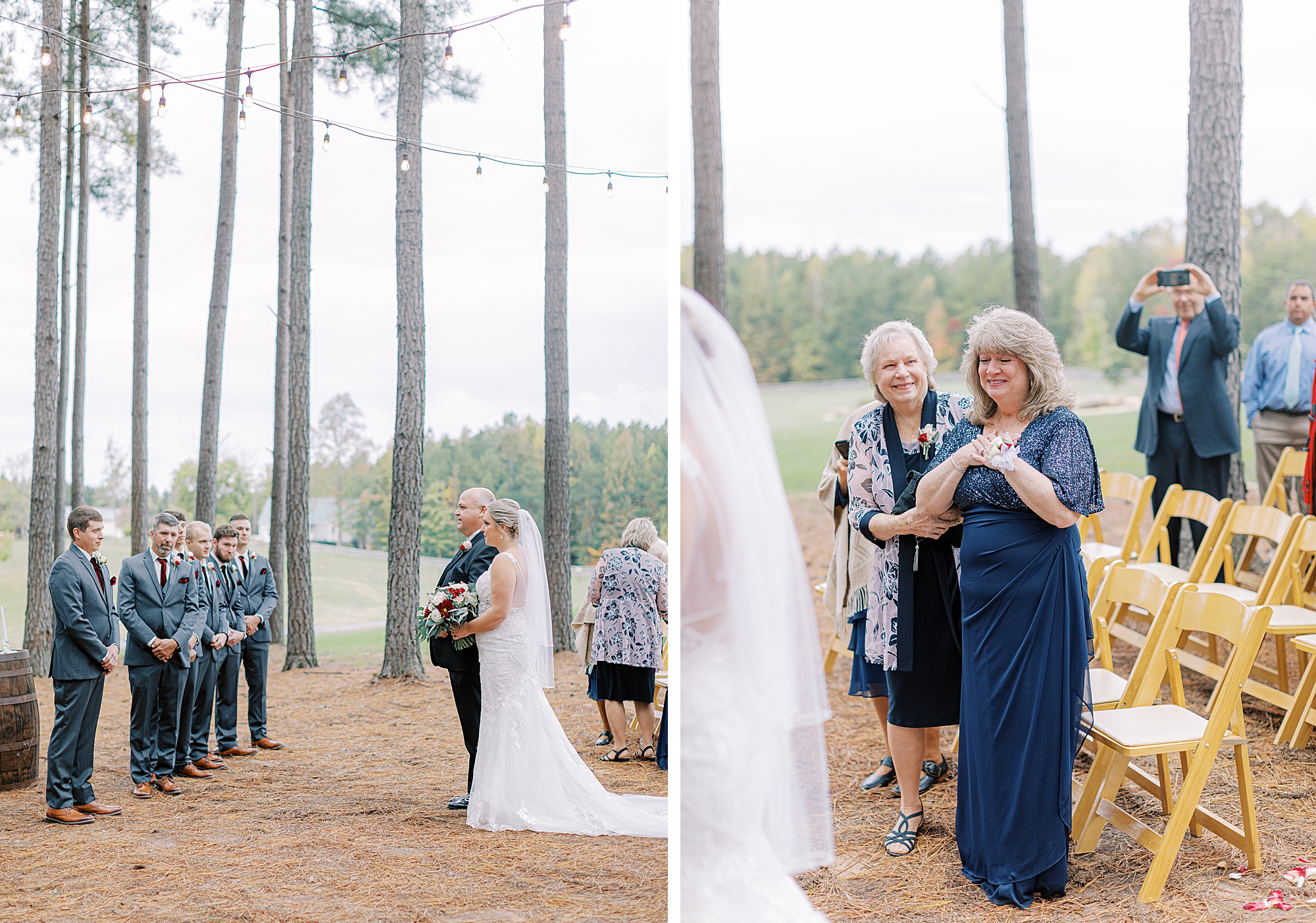 Wedding ceremony in pine trees.