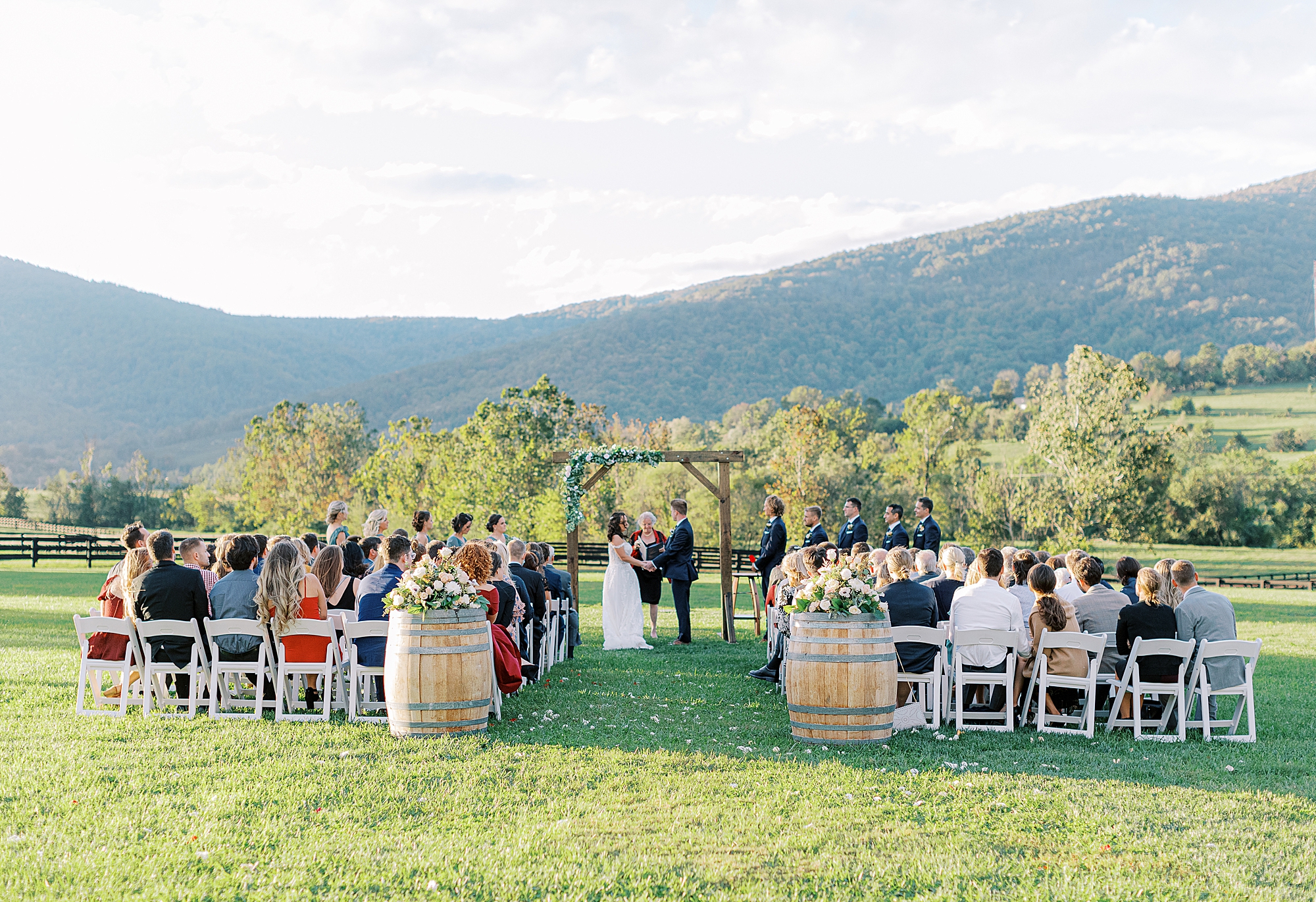 King Family Vineyards ceremony during sunset in the Fall.