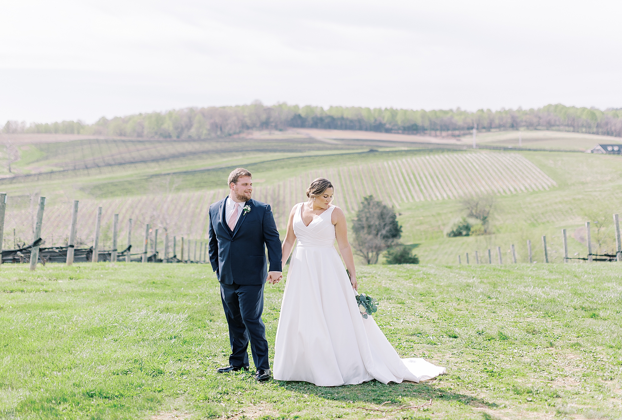 Bride and groom portrait at Stone Tower Winery.