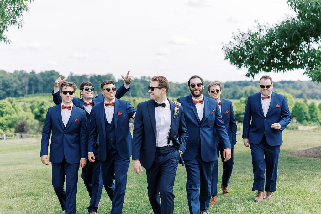 Groom and groomsmen with sunglasses.