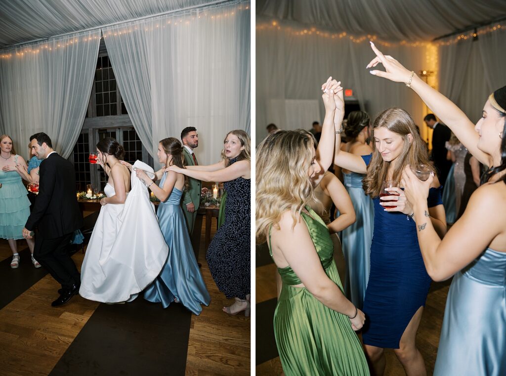 Guests dancing during wedding reception.